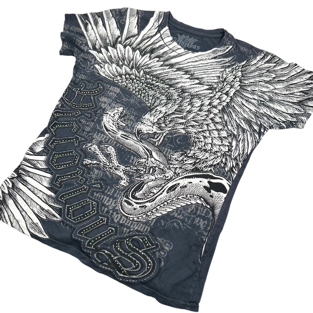 Vintage Y2K Rhinestone T Shirt, By Victorious, Eagle And Snake, Size Medium